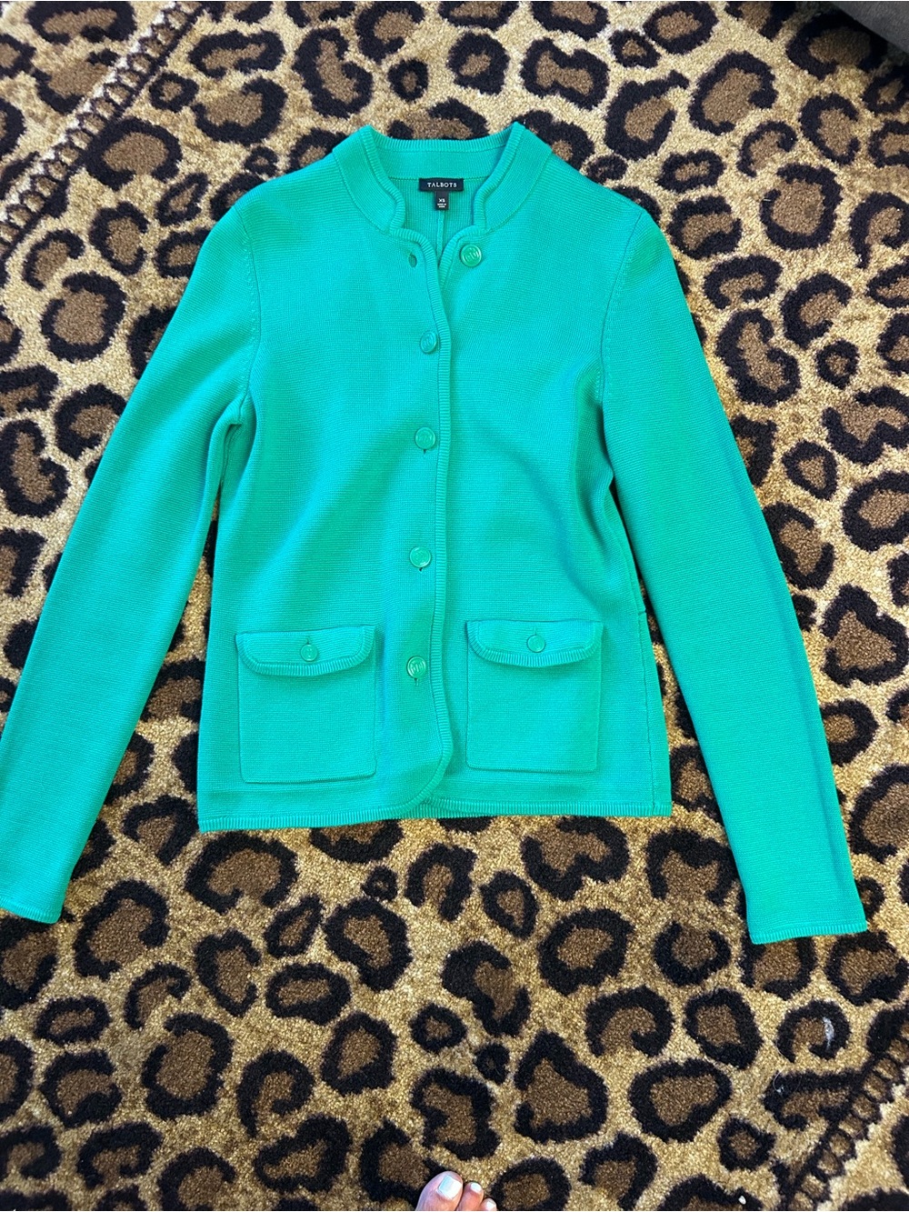 Talbots Teal Round-Collar Button Jacket Small